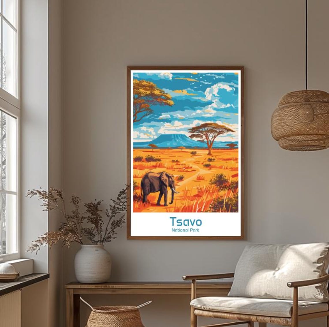 Tsavo National Park Travel Posterkenya Wildlife Wall Art Elephant Safari Landscape Print African Nature Decor Africa Travel Gift - Image 4