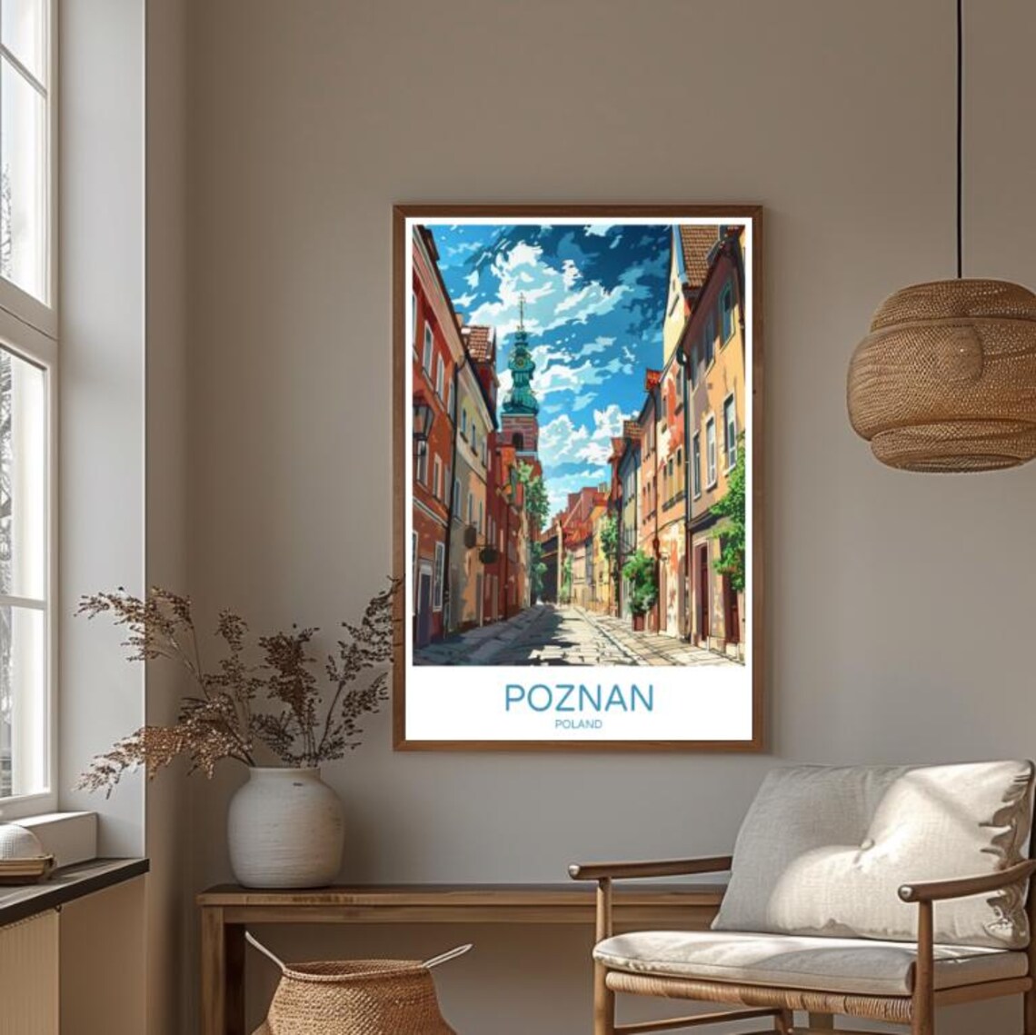 Poznan Poland Historic Old Town Cobblestone Street Travel Poster - Image 3