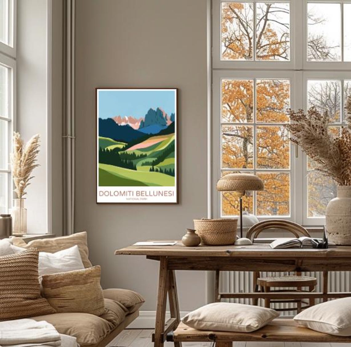 Dolomiti Bellunesi National Park Italy Alpine Peaks Poster Green Hills - Image 4