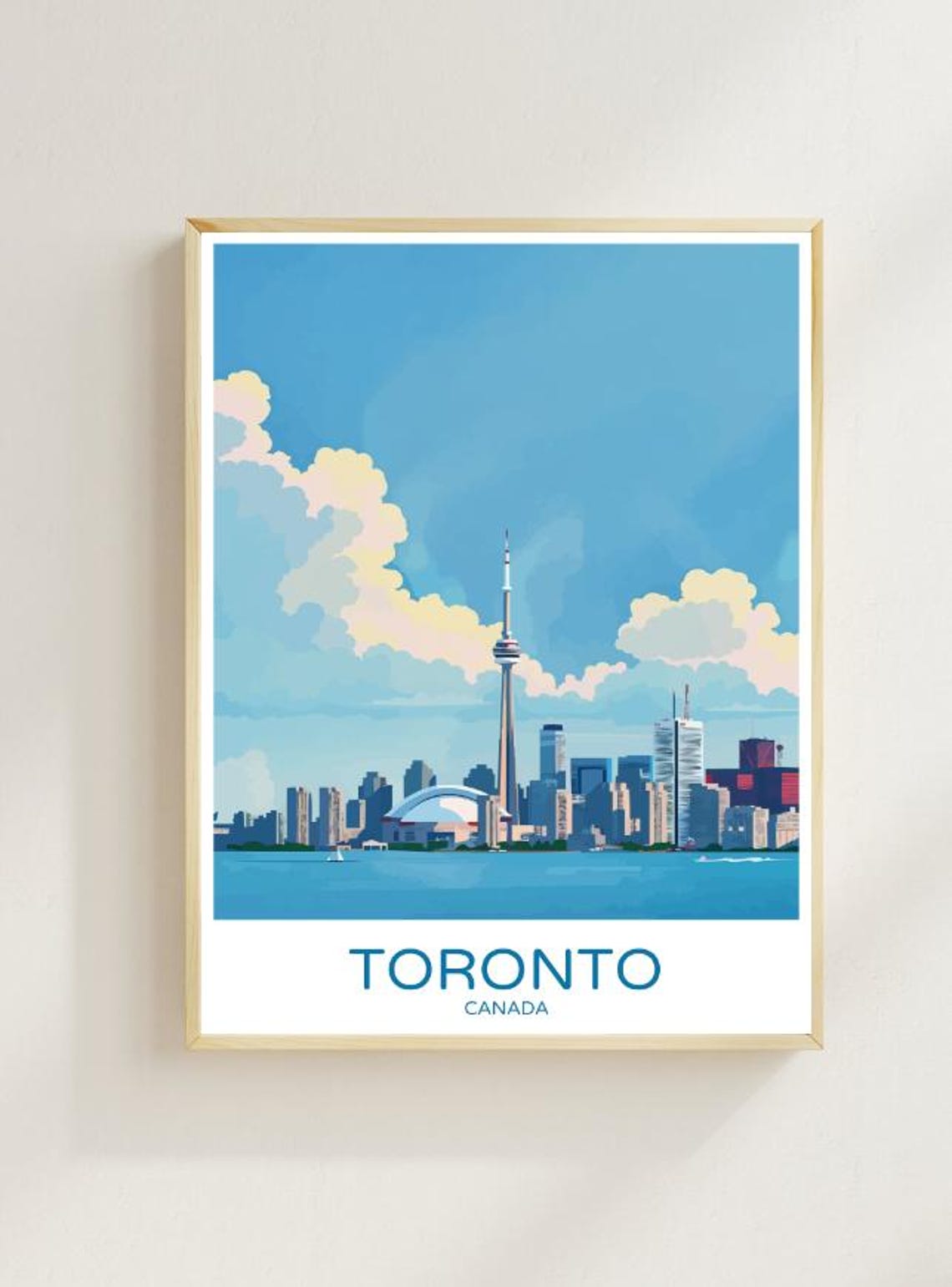 Toronto Canada CN Tower Skyline Waterfront Minimalist Travel Poster