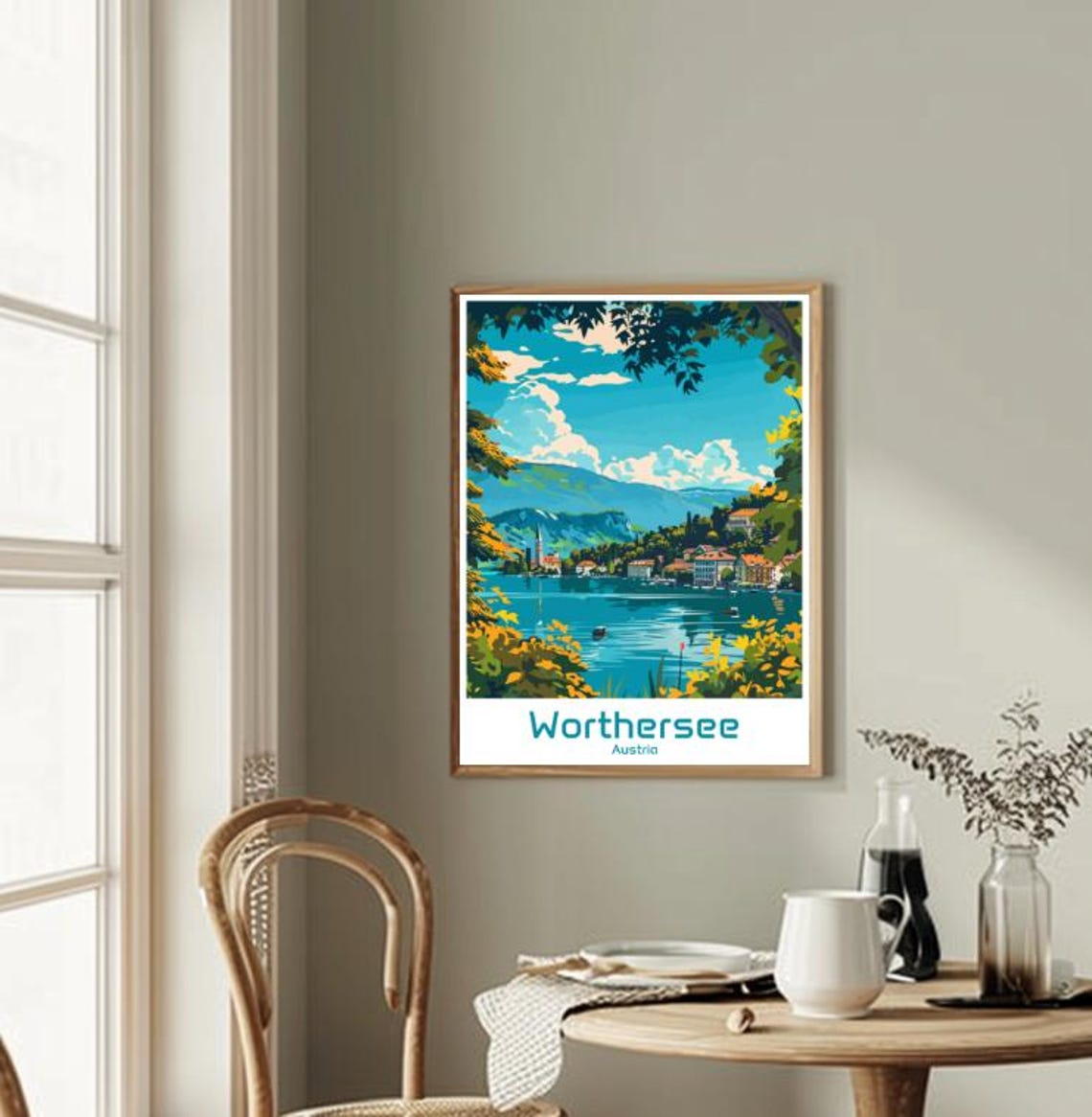 Worthersee Austria Turquoise Lake and Shoreline Town Travel Poster - Image 2
