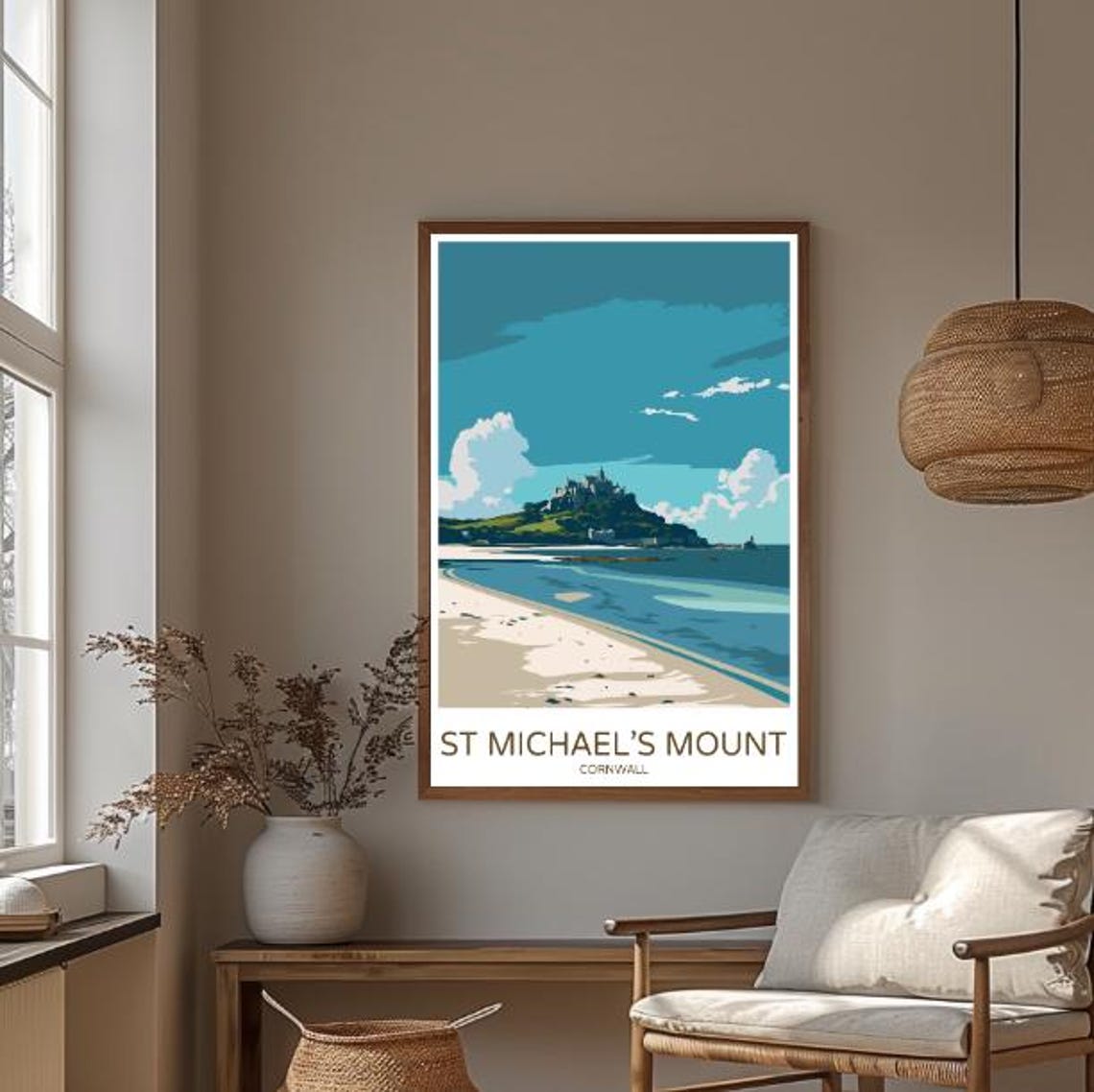 Historic St Michaels Mount Cornwall Tidal Island Beach Travel Poster - Image 3
