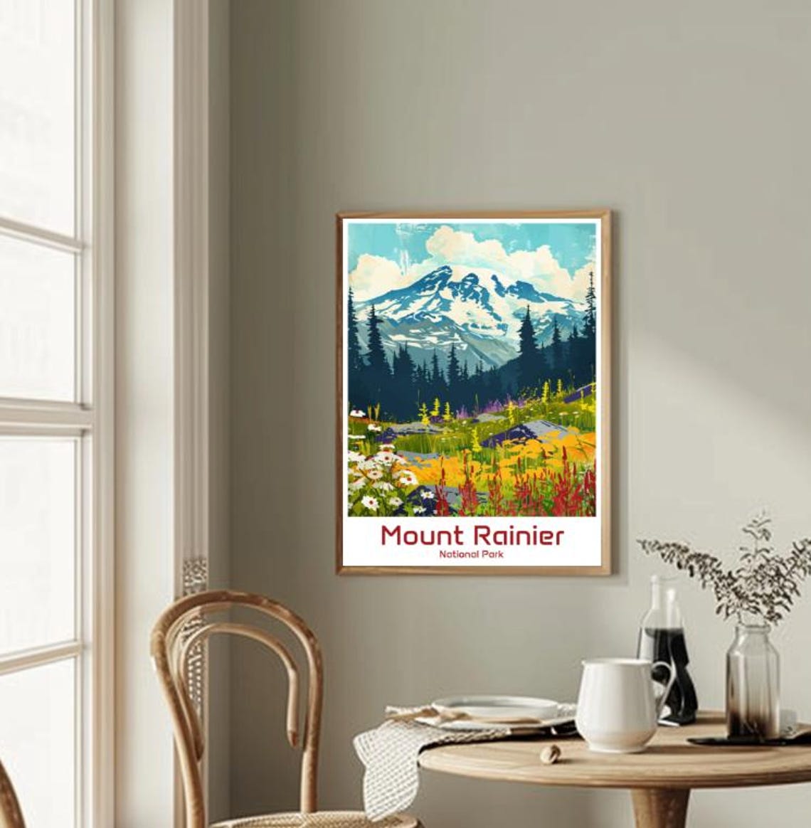 Mount Rainier National Park Wildflower Meadow Peak Scenic Poster - Image 2