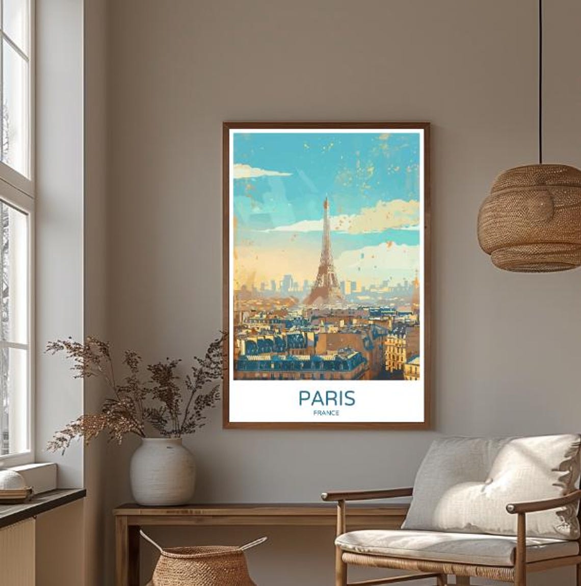 Paris France Eiffel Tower Rooftops Golden Light Travel Poster - Image 3