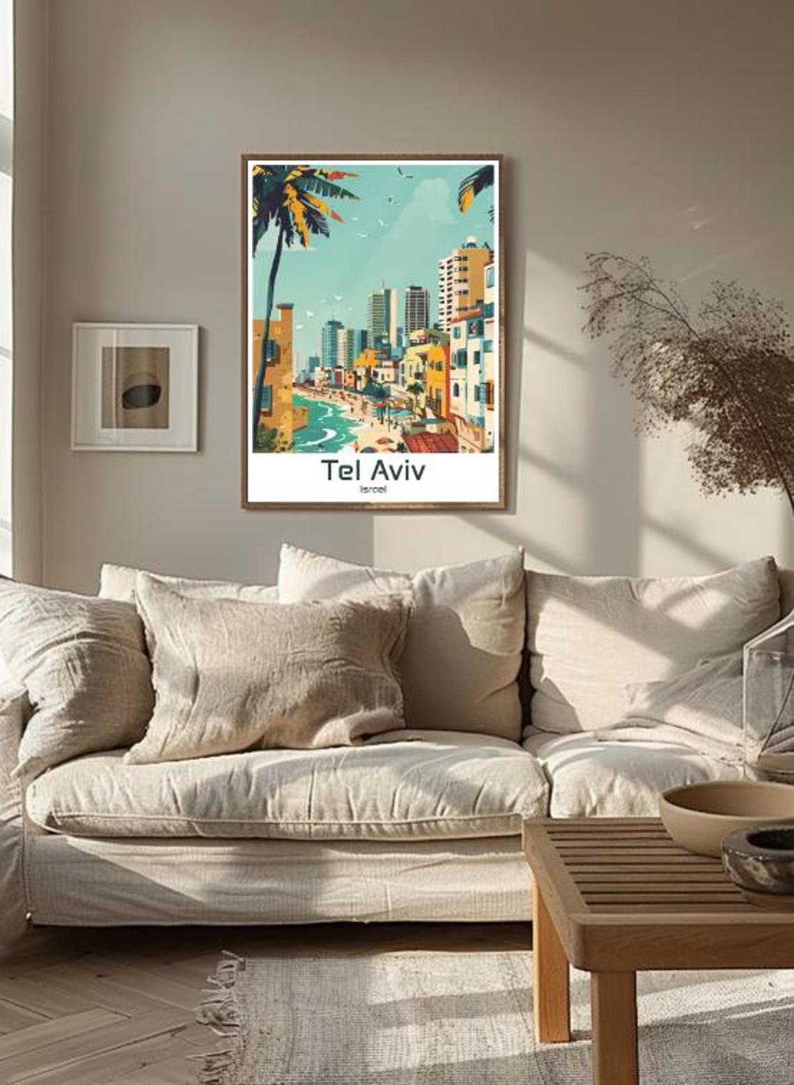 Tel Aviv Israel Mediterranean Beachfront Skyline Palms Travel Poster - Image 3