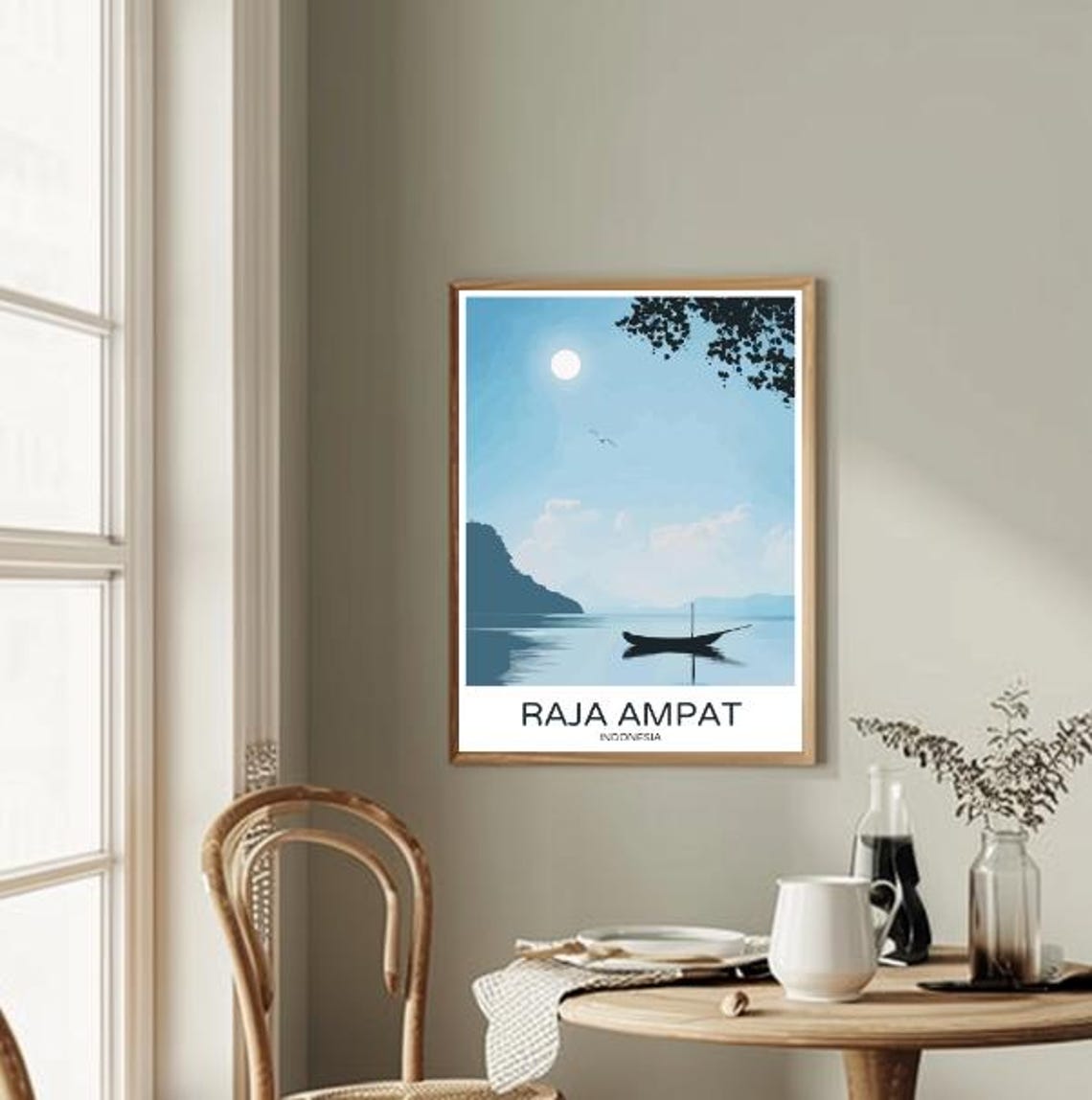 Raja Ampat Indonesia Canoe Lagoon Morning Calm Travel Poster - Image 2