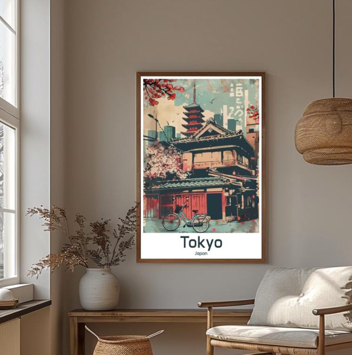 Tokyo Japan Travel Poster Vibrant Wall Art Of Shibuya Crossing Tokyo Tower Japanese Cityscape Print - Image 4