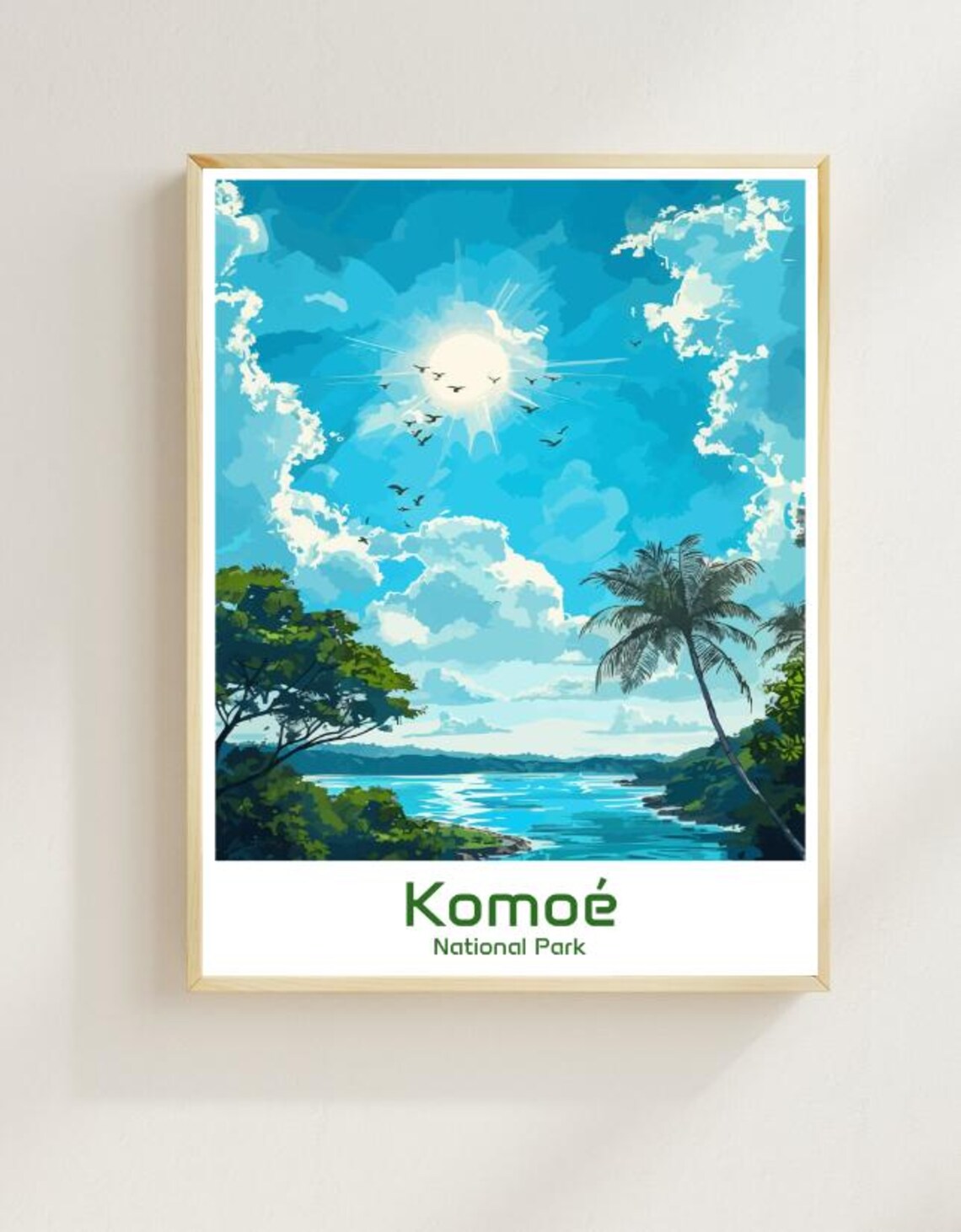 Komoé National Park Tropical River Lagoon Sunlight Travel Poster