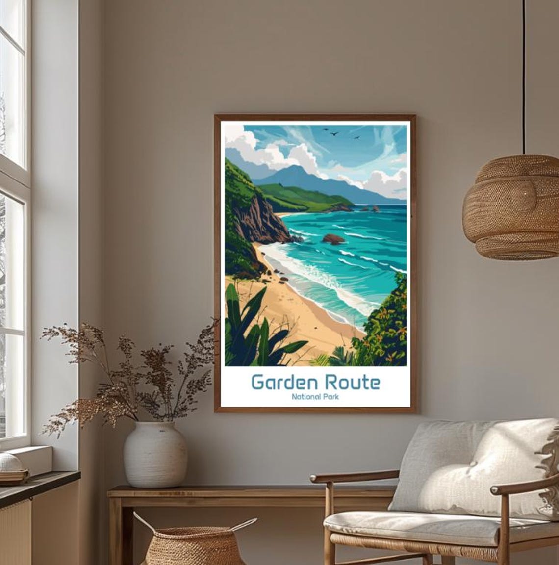 Garden Route National Park Coastal Cliffs Beach Travel Poster - Image 4