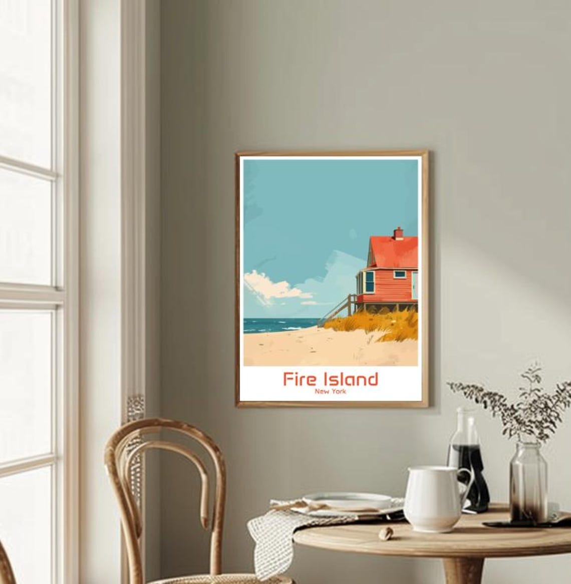 Fire Island New York Beach Cottage Dunes Seaside Travel Poster - Image 2