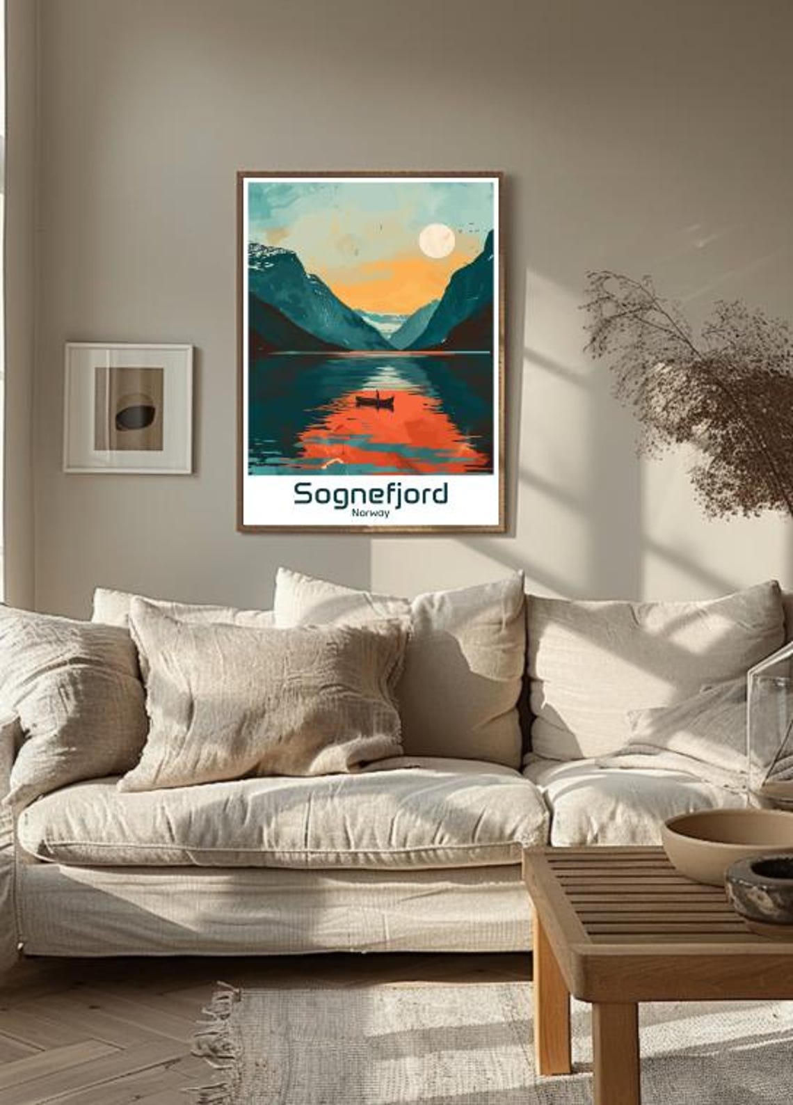 Sognefjord Travel Poster Norway Scenic Fjord Wall Art Majestic Landscape Print Nordic Nature Decor Mountain View Europe Travel Gift - Image 3