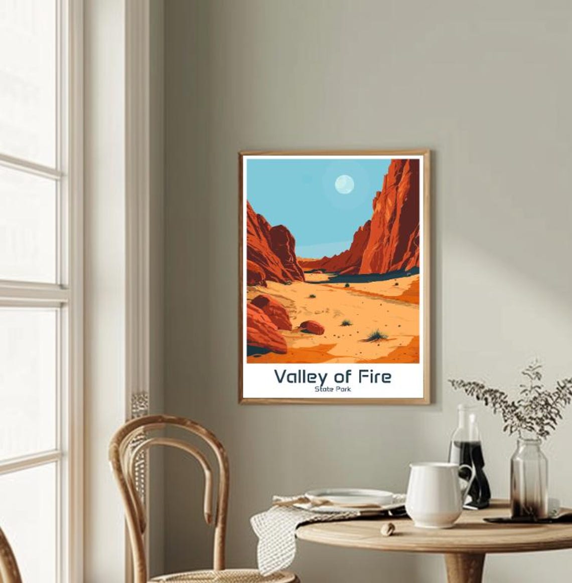 Valley Of Fire State Park Nevada Red Rock Canyon Under A Moonlit Sky Poster - Image 2