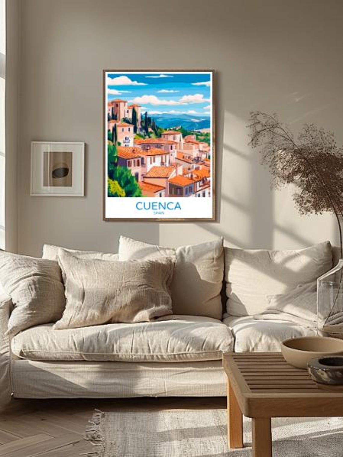 Cuenca Hill Town Terracotta Rooftops and Tall Cypress Trees Poster - Image 2