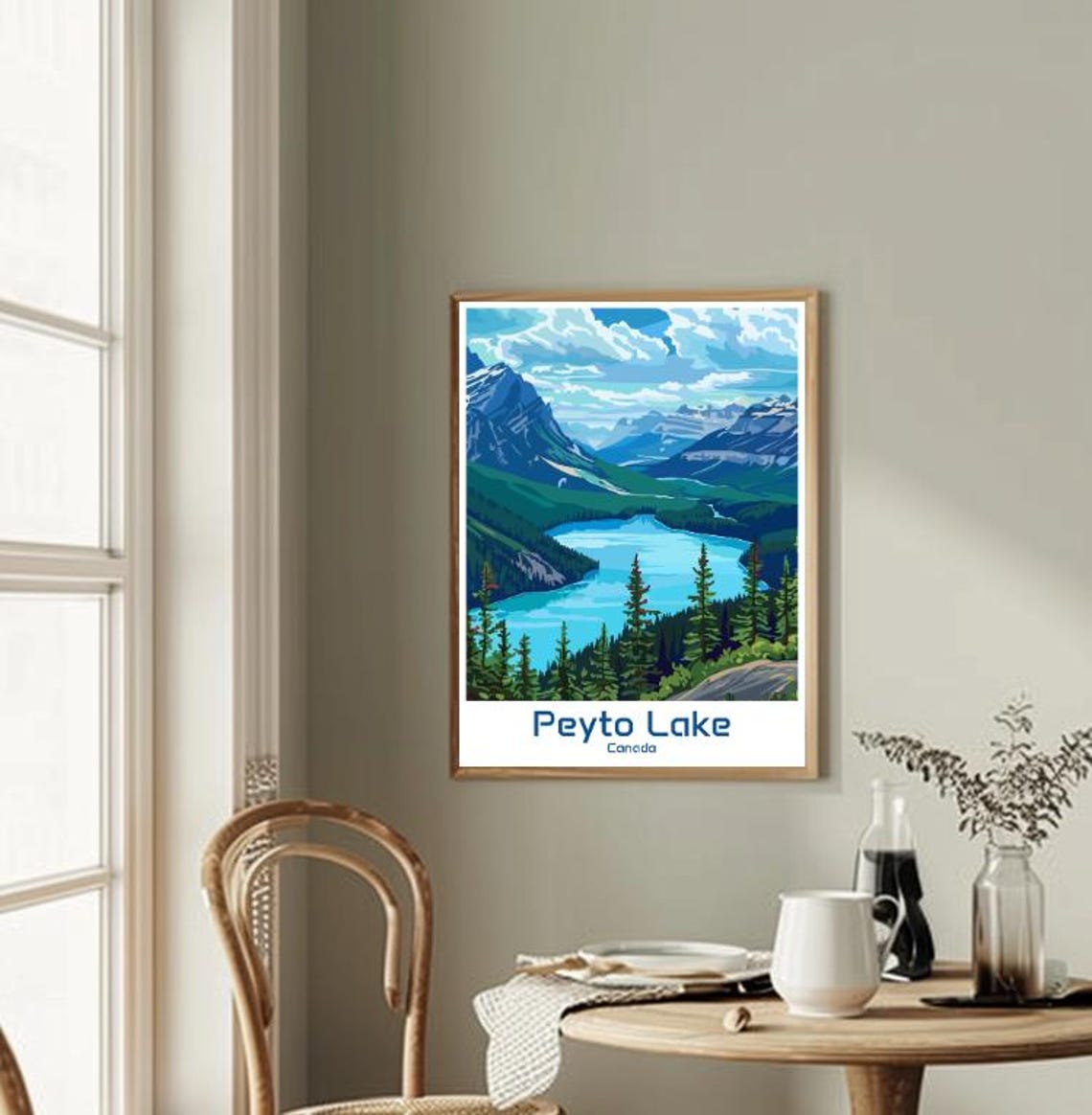 Peyto Lake Canada Turquoise Alpine Lake Banff Area Travel Poster - Image 2