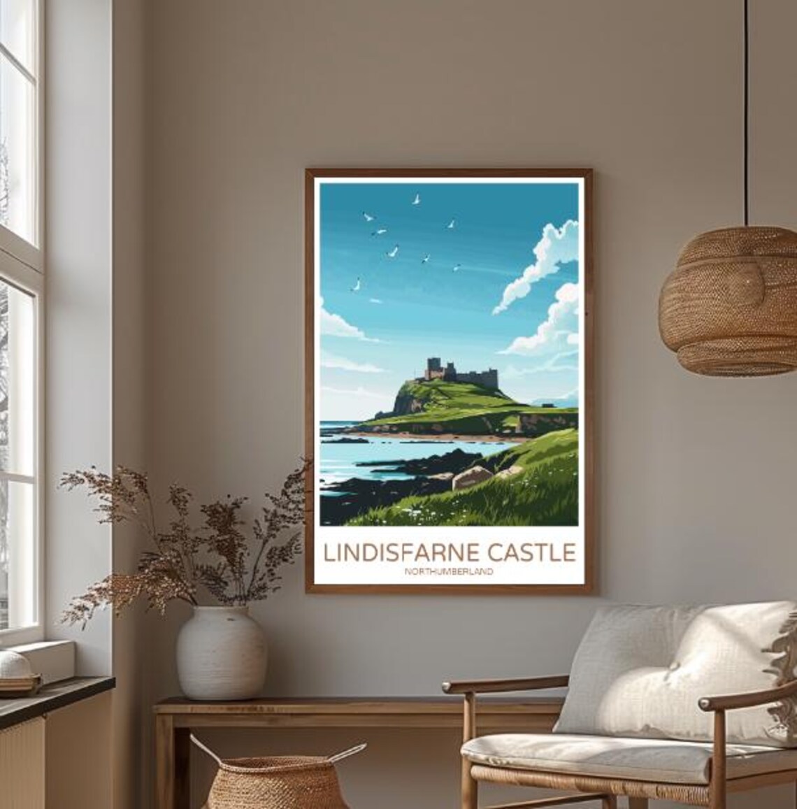 Lindisfarne Castle Northumberland Seaside Cliffs Travel Poster - Image 4