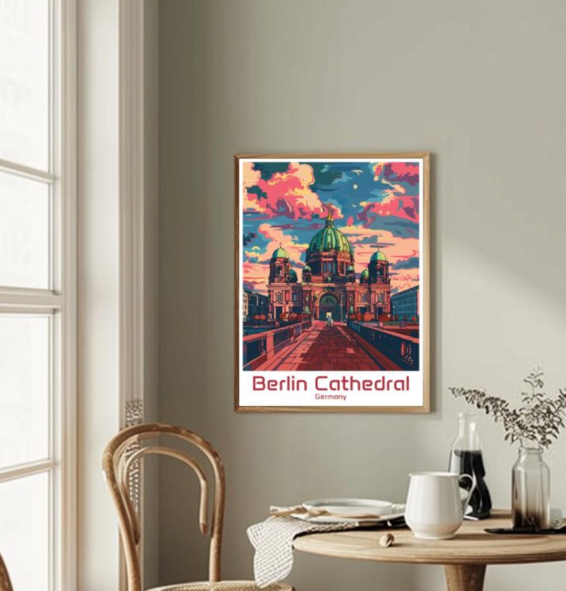 Berlin Cathedral Pink Sunset Bridge Historic Dome View Poster - Image 2