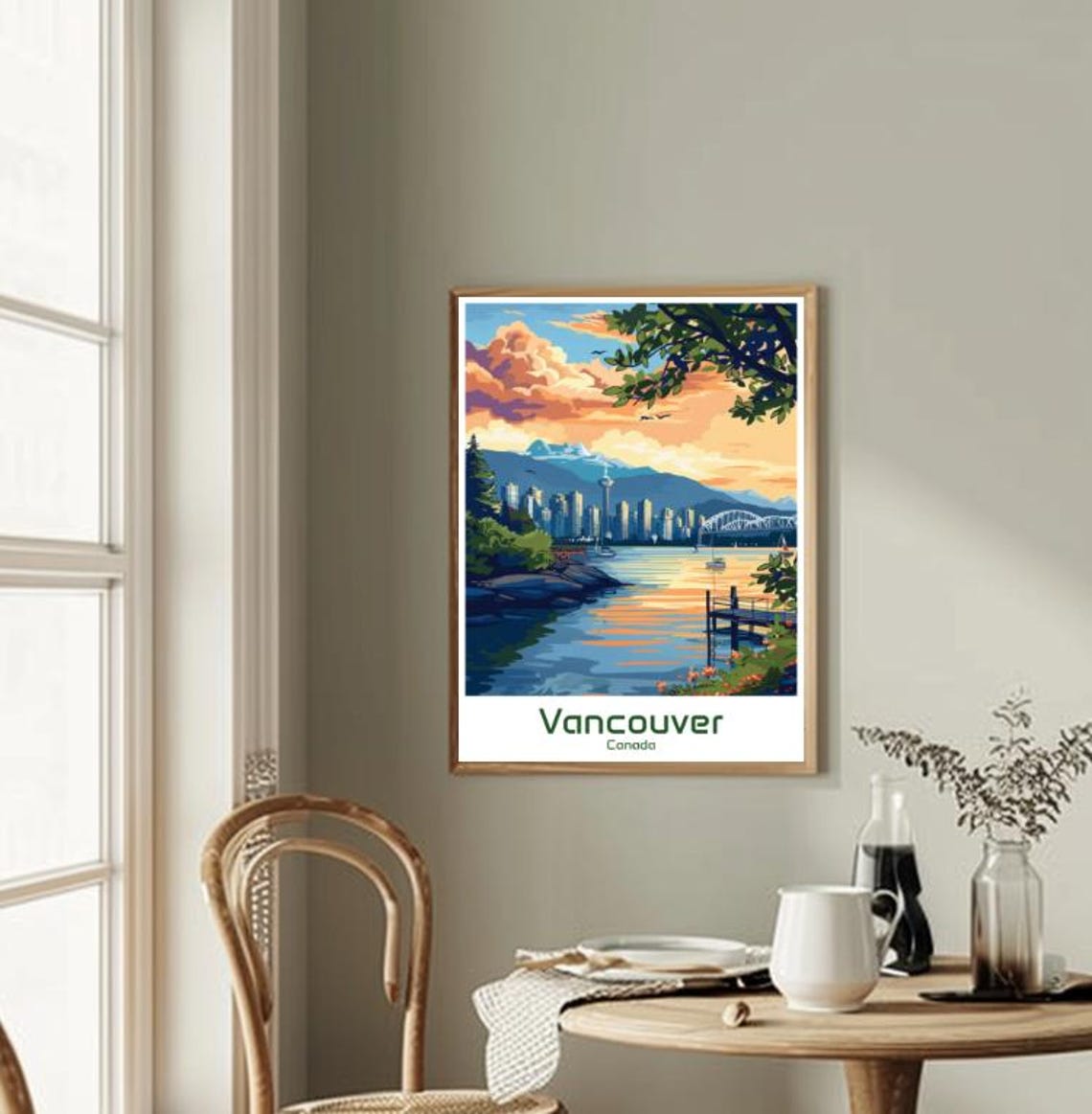 Vancouver Canada Harbor Sunset Skyline Waterfront Travel Poster - Image 2