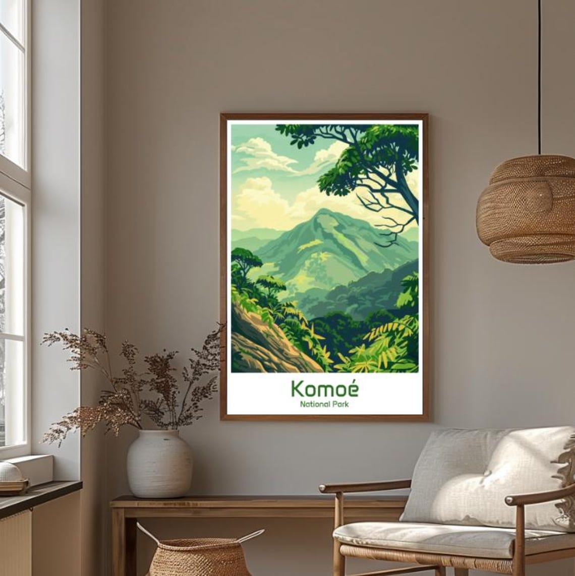 Komoe National Park Green Mountain Valley Jungle Landscape Poster - Image 4