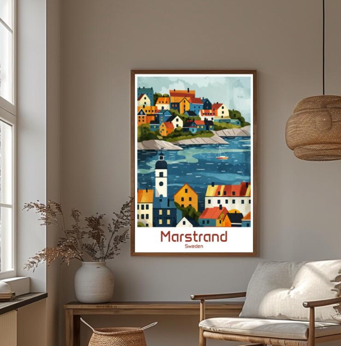 Marstrand Sweden Colorful Island Town Harbor Scene Travel Poster - Image 4