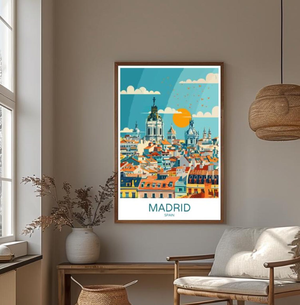 Madrid Spain Historic Old Town Rooftops at Sunset Travel Poster - Image 3