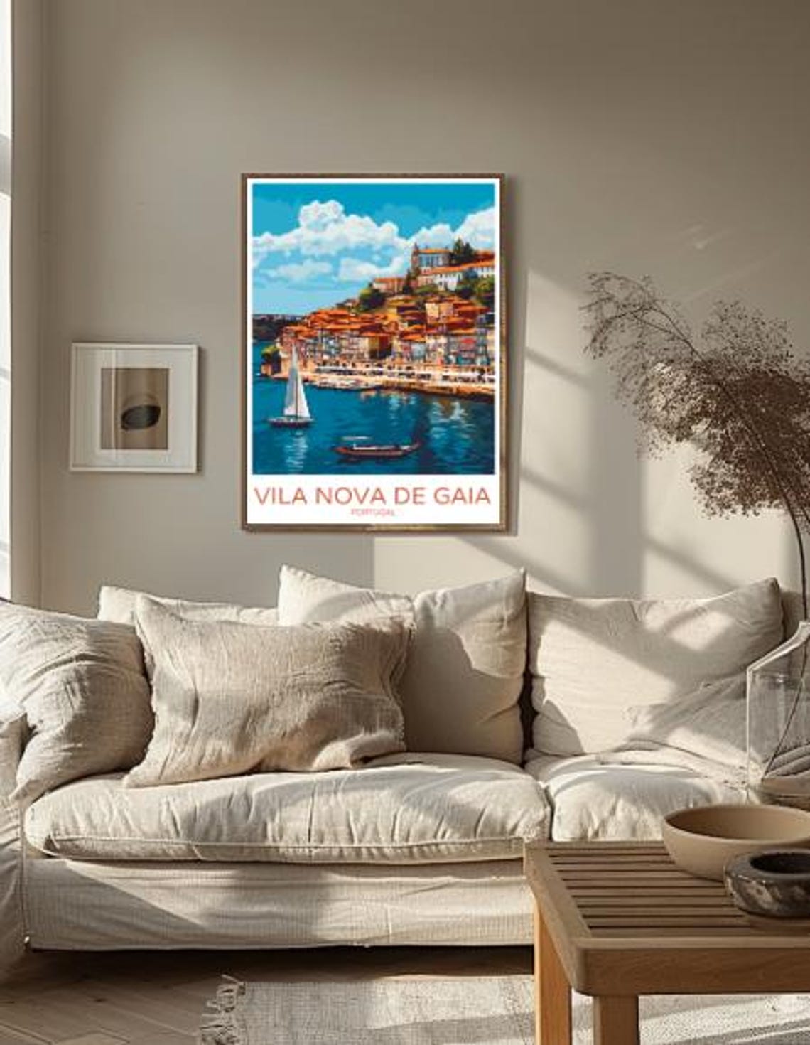 Vila Nova De Gaia Porto Riverside Rooftops Sailboat Travel Poster - Image 2