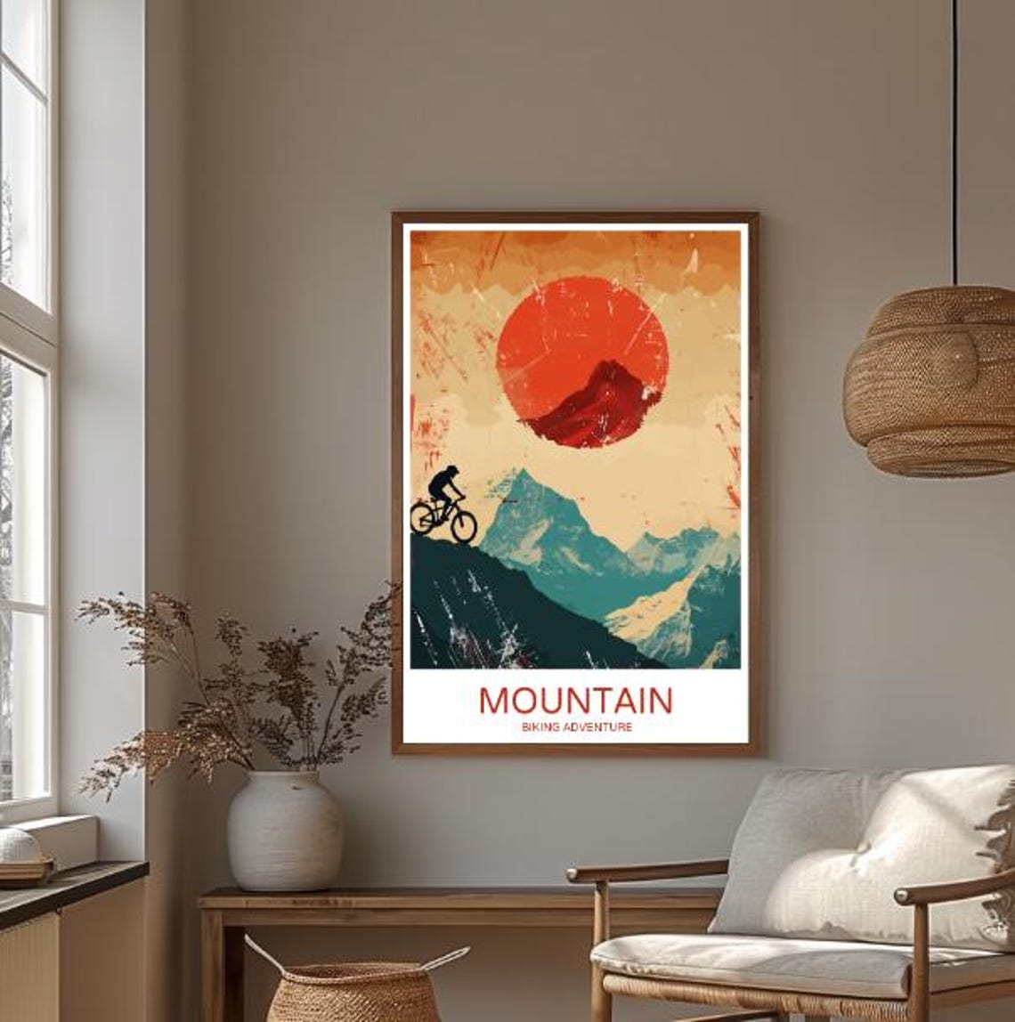 Mountain Biking Adventure Poster Cyclist Silhouette At Sunset - Image 3