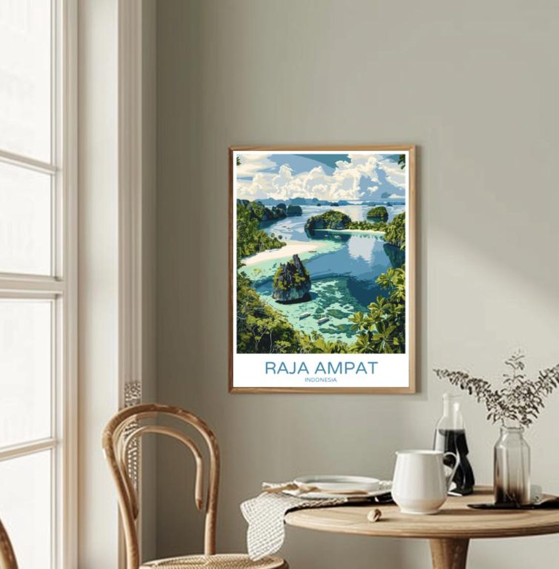 Raja Ampat Indonesia Tropical Lagoon Islands Colorful Travel Poster - Image 2