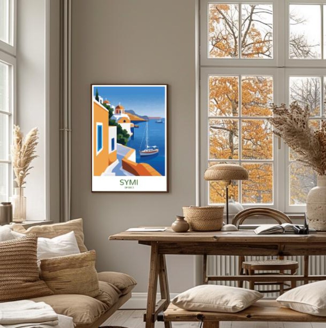 Symi Greece Travel Poster Charming Island Landscape Wall Art Greek Village Print Coastal Decor Travel Gift Greek Island Art Wall Art - Image 4