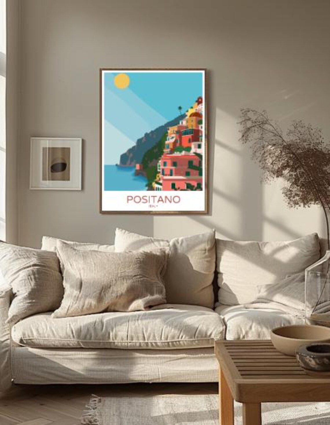 Positano Italy Colorful Cliffside Village Over Blue Sea Travel Poster - Image 2