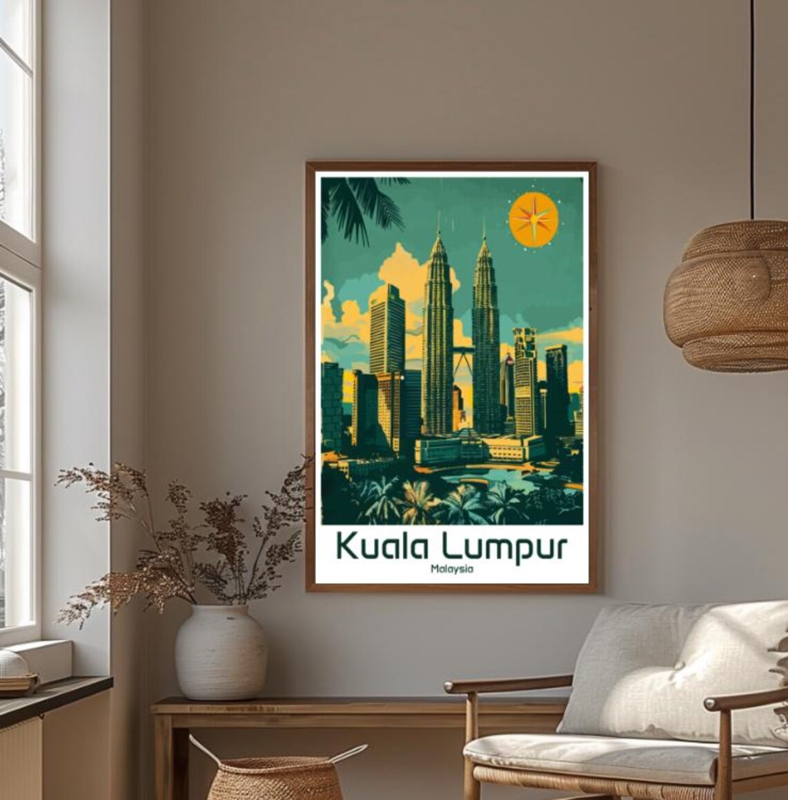 Kuala Lumpur Malaysia Petronas Twin Towers Skyline Travel Poster - Image 4