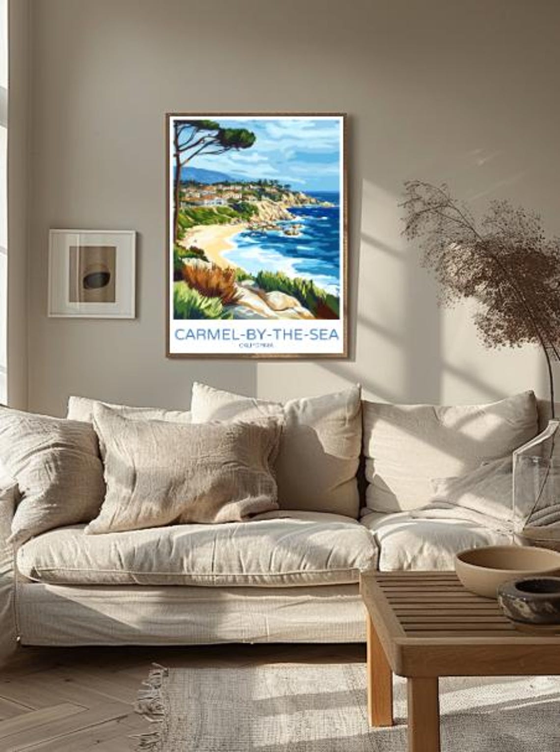 Carmel by the Sea California Rocky Cove Beach Cypress Tree Poster - Image 2