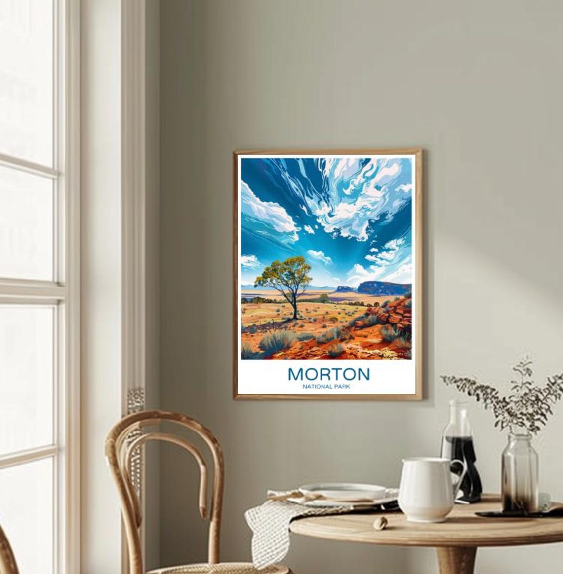 Morton National Park Vivid Red Outback Desert Landscape Scene Poster - Image 2