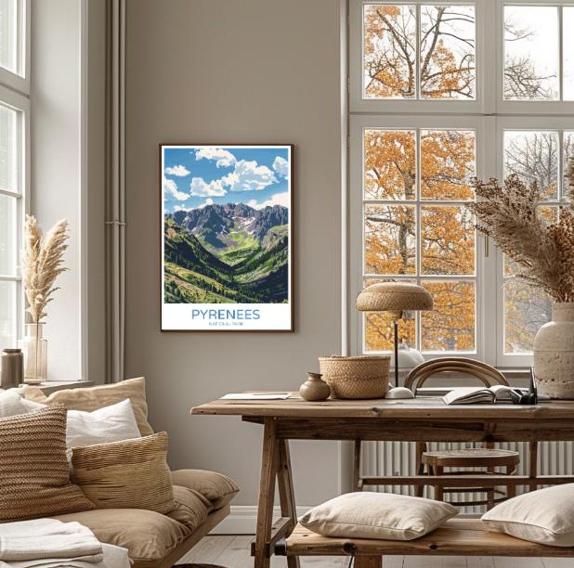 Pyrenees National Park France Poster Snow Capped Mountain Valley View - Image 4