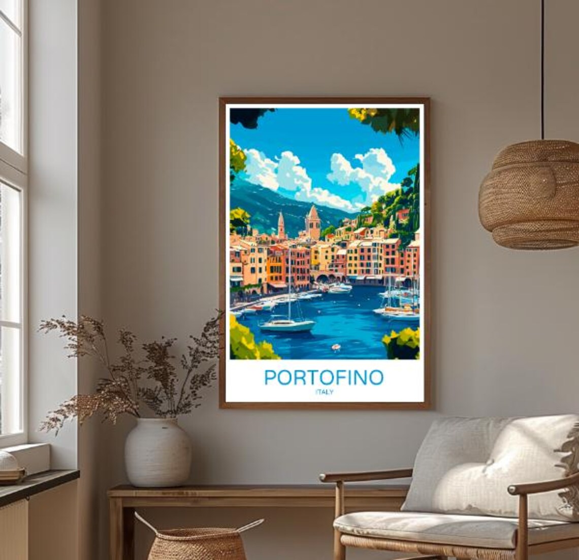 Portofino Harbor Sailboats and Colorful Waterfront Italy Poster - Image 3