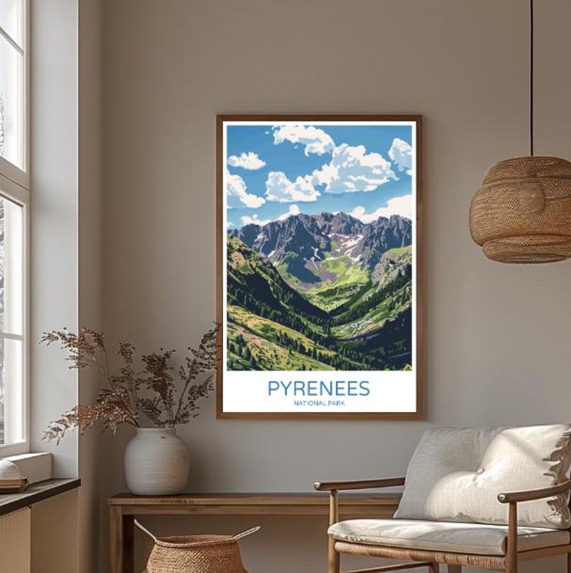 Pyrenees National Park France Poster Snow Capped Mountain Valley View - Image 3