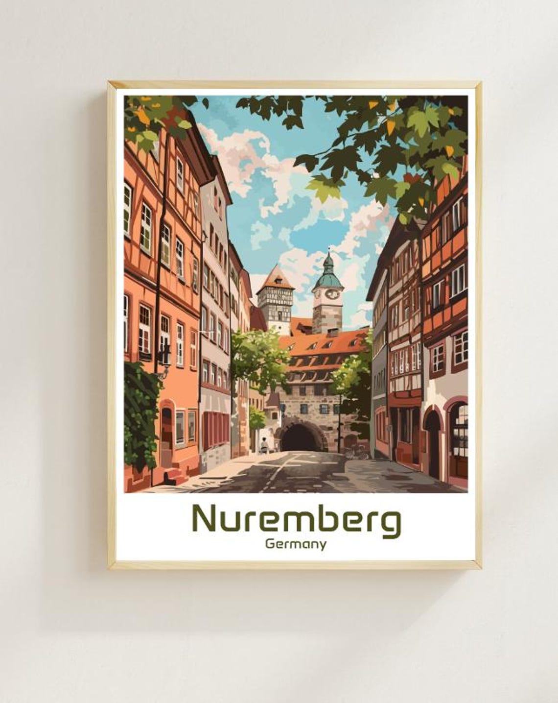 Nuremberg Germany Old Town Medieval Street Gate Scene Poster