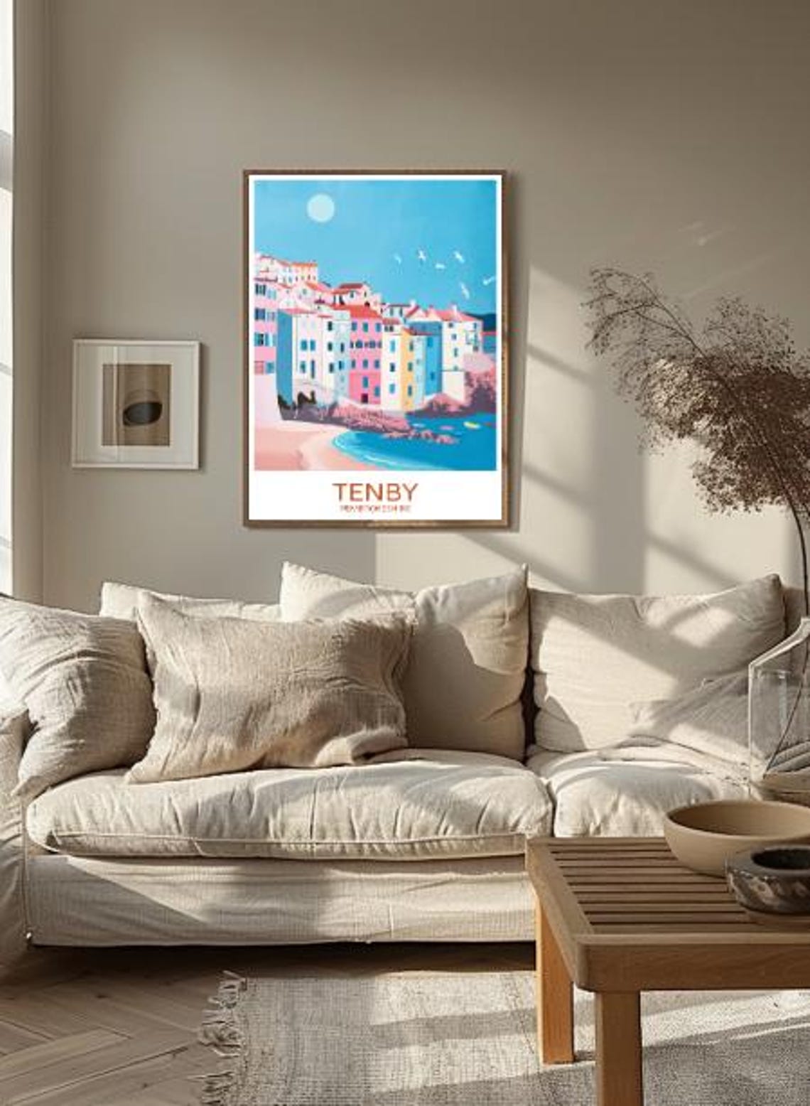 Tenby South Wales Travel Poster Coastal Wall Art Of Picturesque Harbor And Beach Uk Travel Print Nautical Decor Holiday Gift - Image 2