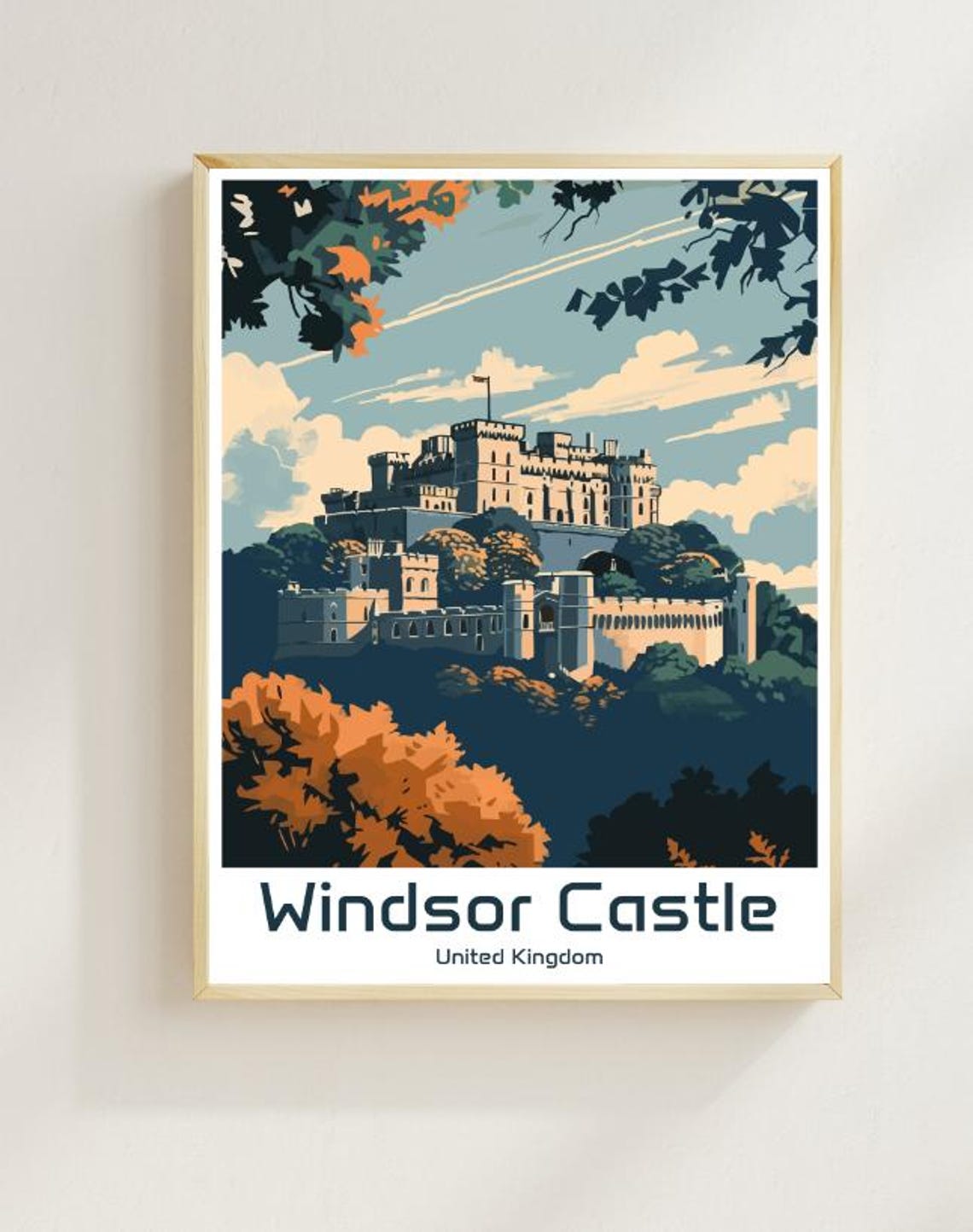 Windsor Castle Royal Berkshire Castle Autumn Foliage England Poster