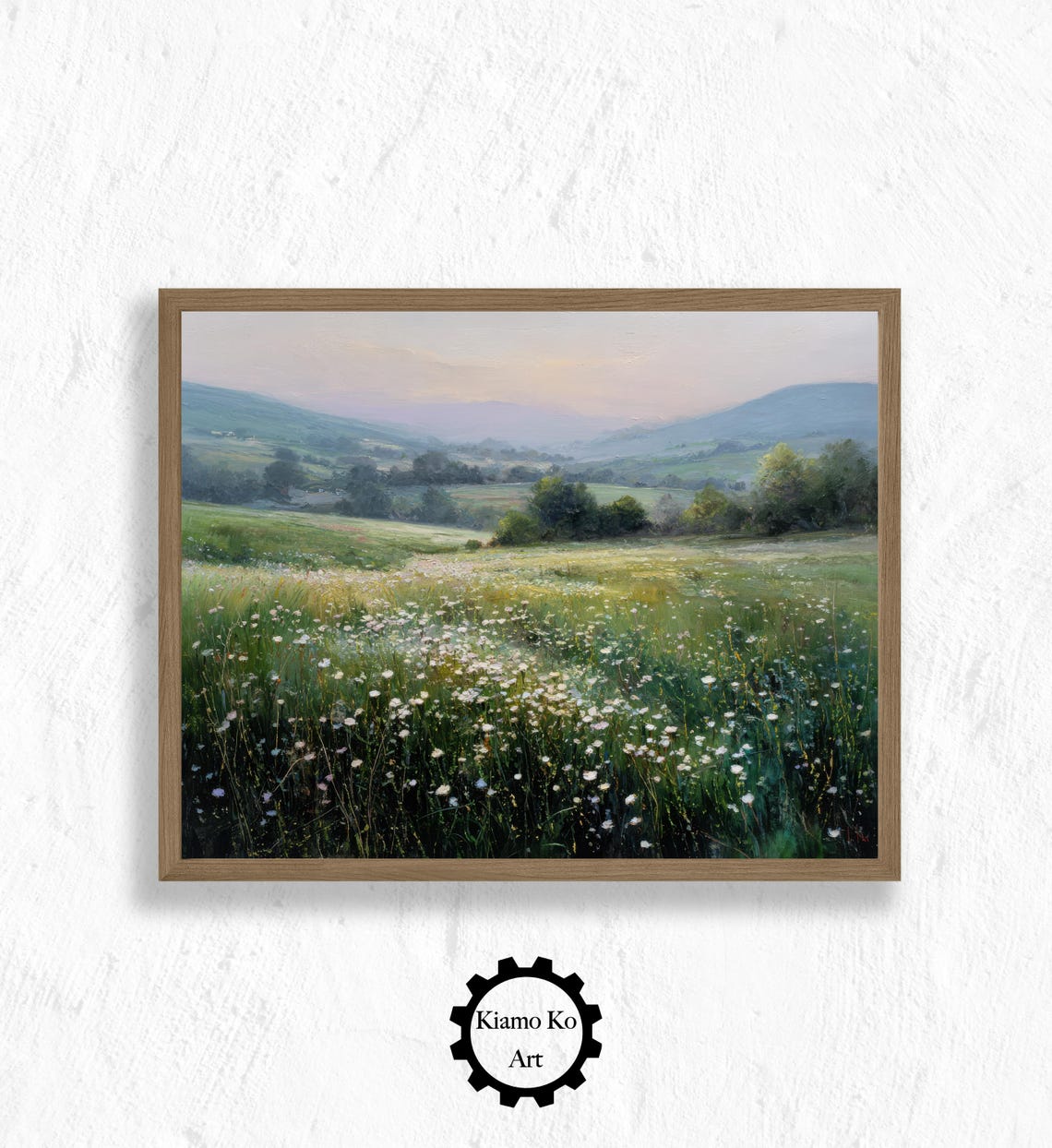 Red Barn and Stone Wall in Rolling Countryside Farm Landscape Poster