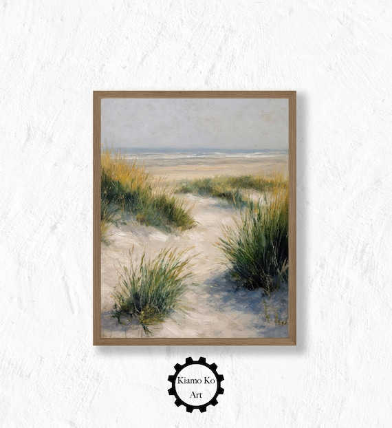 Sandy Dune Path Through Beach Grass to the Ocean Soft Coastal Art Poster