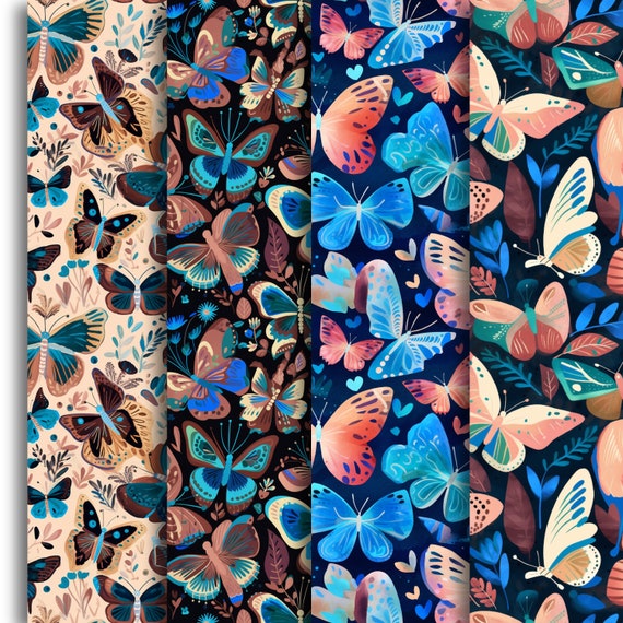 Butterflies Butterfly Seamless Pattern 4 Designs Transparent Repeat Paper Design Seamless Texture Jpg P17