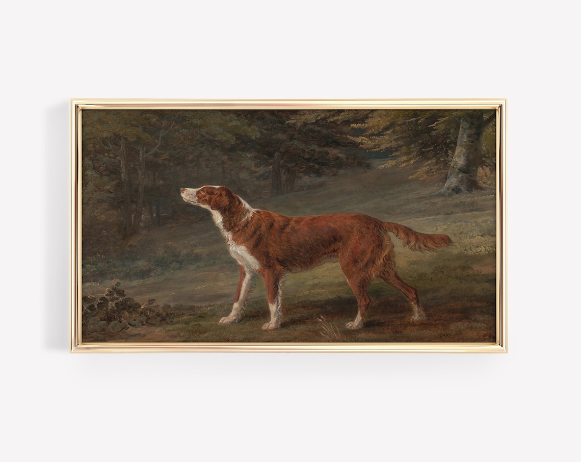 Red Setter Dog Painting, Rustic Farmhouse Art Print