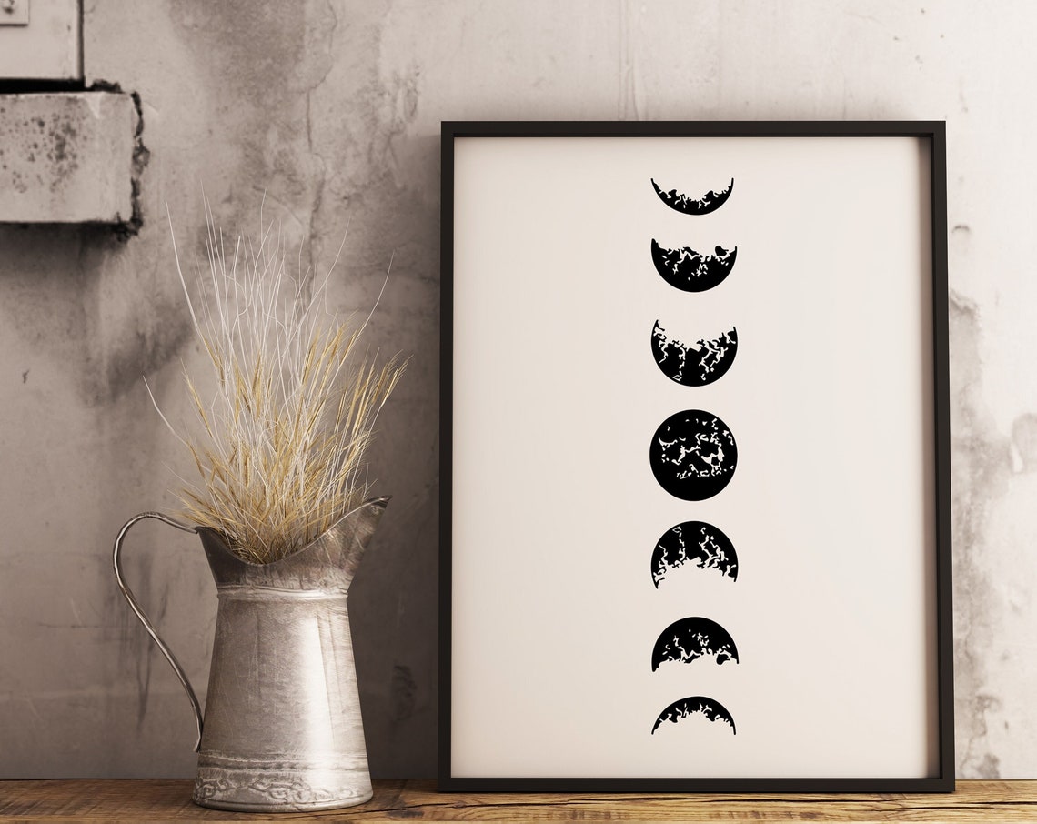 Black Moon Phase Cycle Minimalist Celestial Decorative Print - Image 2