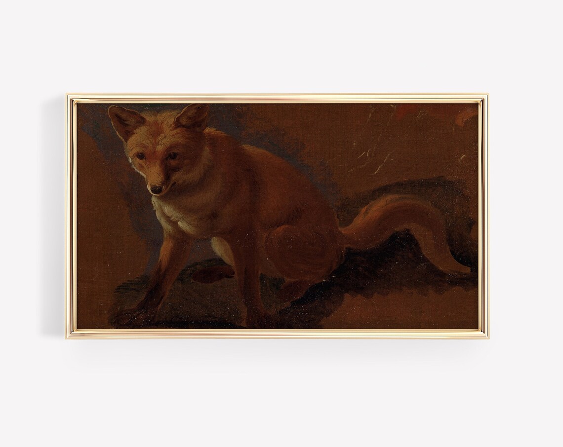 Vintage Fox Painting, Rustic Winter Farmhouse Art Print - Image 2