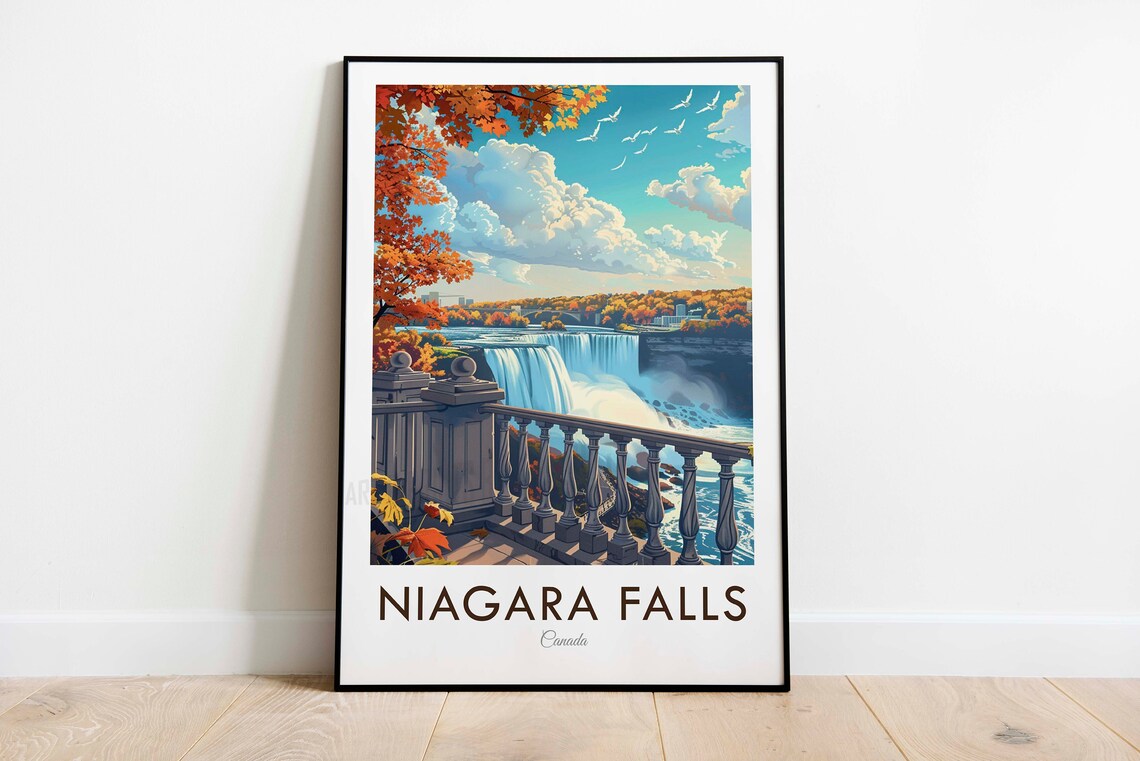 Niagara Falls Canada Fall Foliage Terrace Scenic View Poster - Image 3