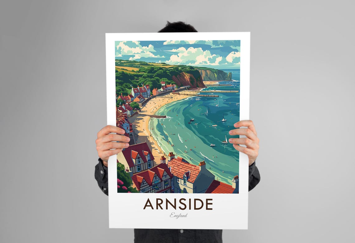 Arnside England Seaside Town Beach Sailing Vintage Travel Poster - Image 3