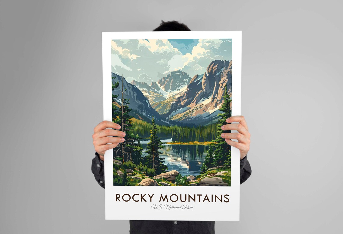 Rocky Mountains National Park Alpine Lake Vintage Travel Poster - Image 3