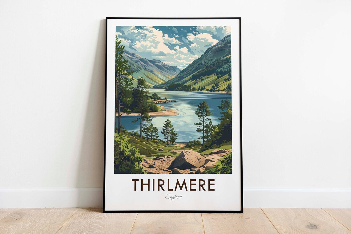 Lake Thirlmere Cumbria Vintage Travel Poster - Image 3