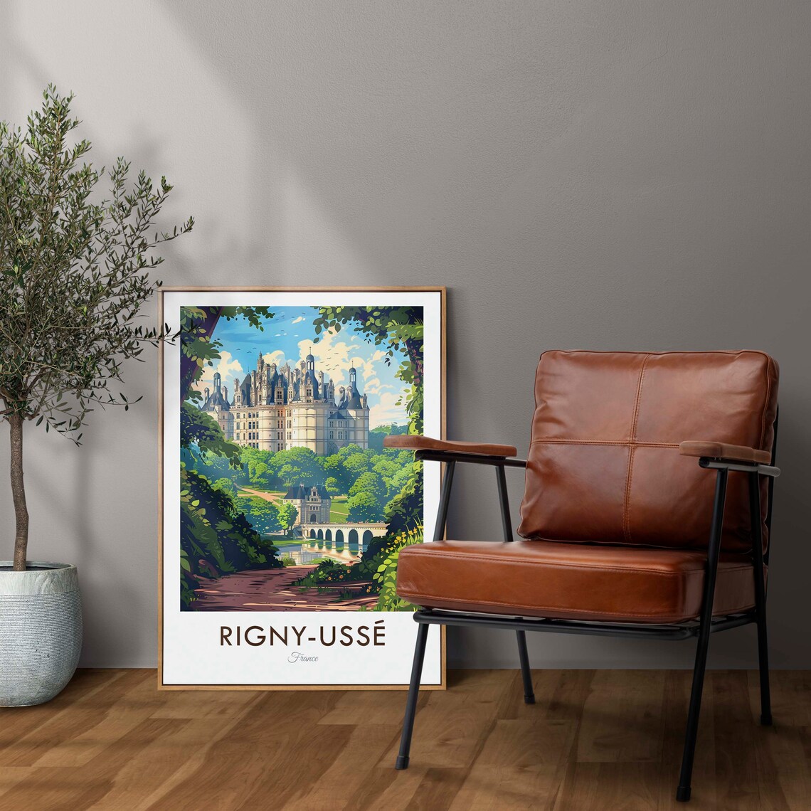 Rigny-Ussé France Fairytale Castle Forest Vintage Travel Poster - Image 2