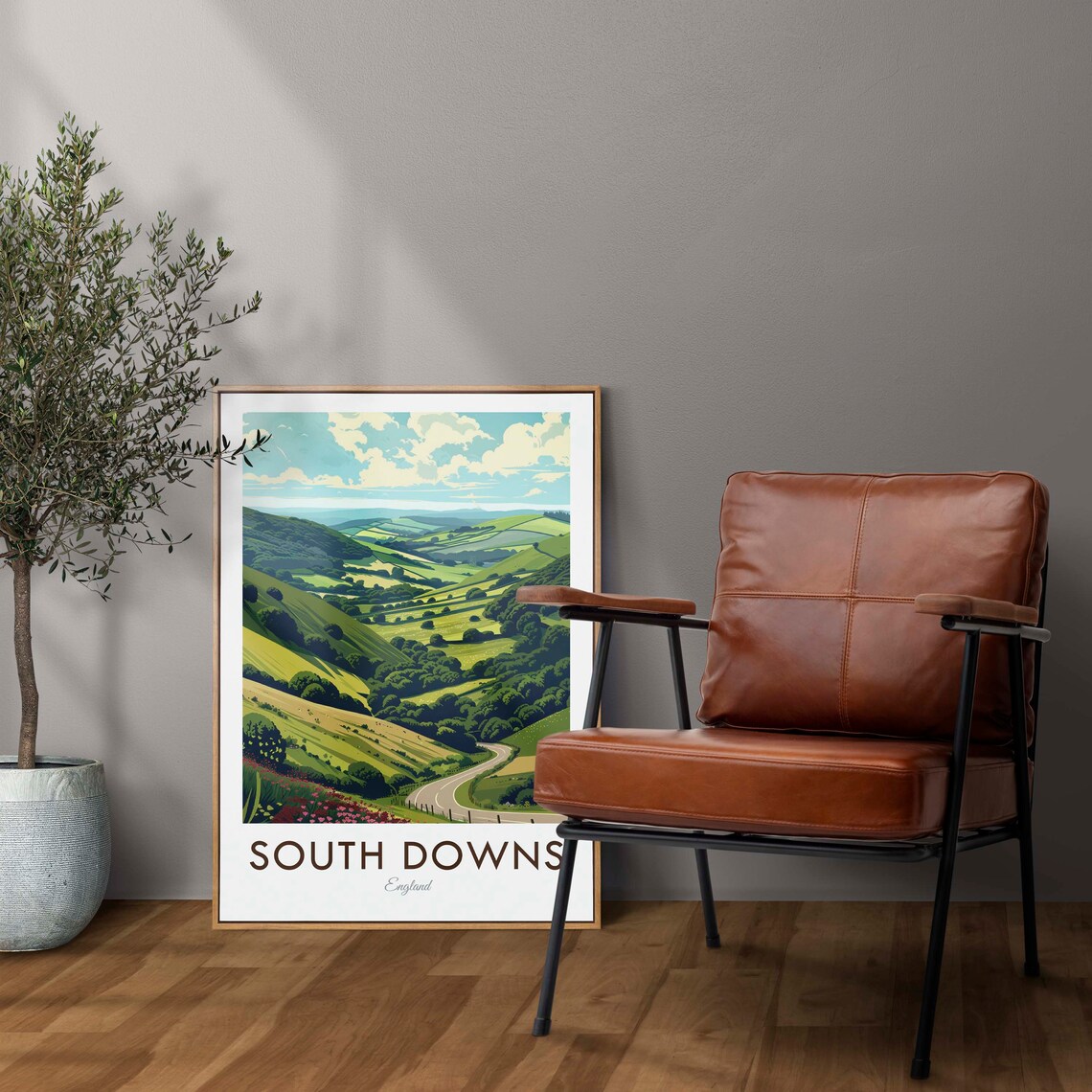 South Downs England Vintage Style Travel Poster